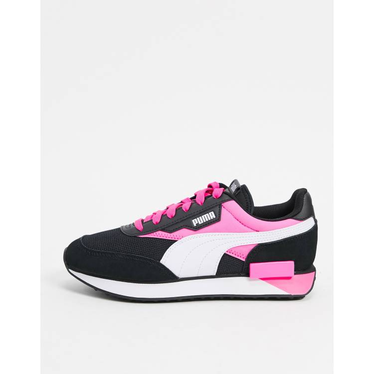 Puma Future Rider trainers in black and pink