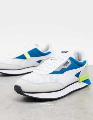 puma blue and yellow trainers