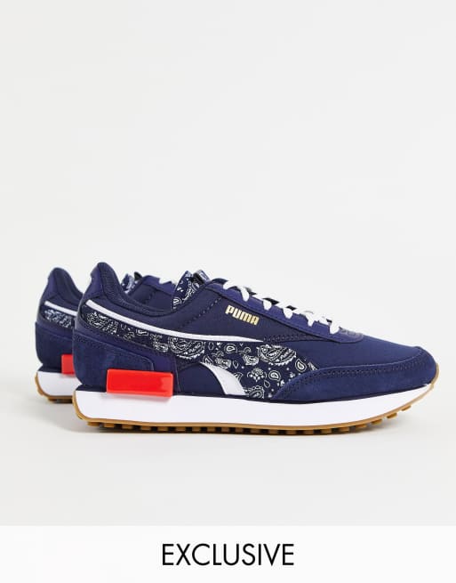 Puma Future Rider Trainers In Blue Paisley Print Asos