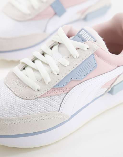 Puma blue and store pink trainers