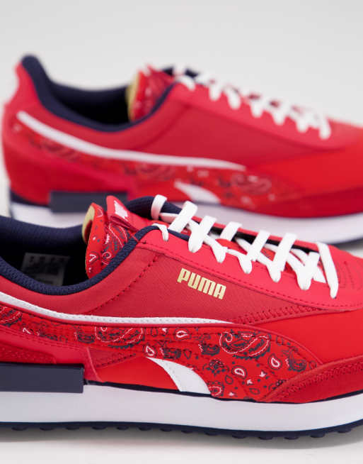 Puma Future Rider Trainers In Red Paisley Print Asos