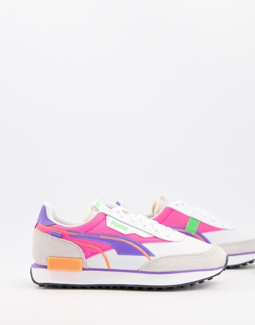 Puma Future Rider Twofold Sd Trainers In White And Purple Asos