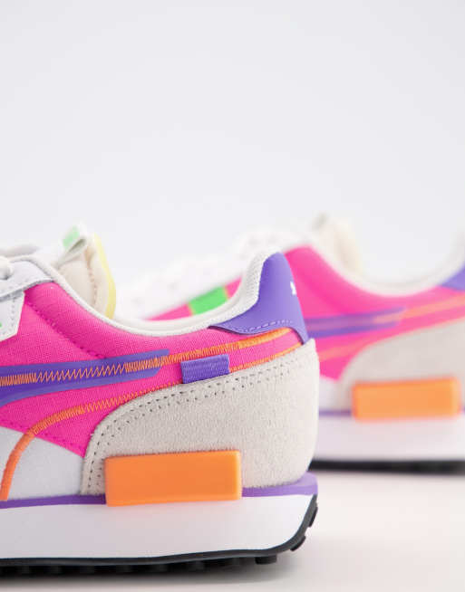 Puma Future Rider Twofold Sd Trainers In White And Purple Asos