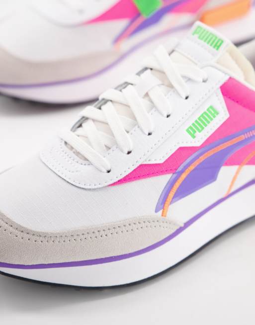 Puma Future Rider Twofold Sd Trainers In White And Purple Asos