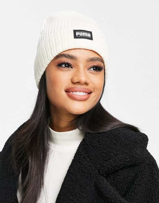 Puma - Geribbelde beanie in crème