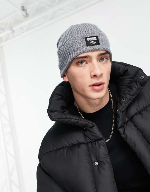 Puma - Geribbelde klassieke beanie in grijs