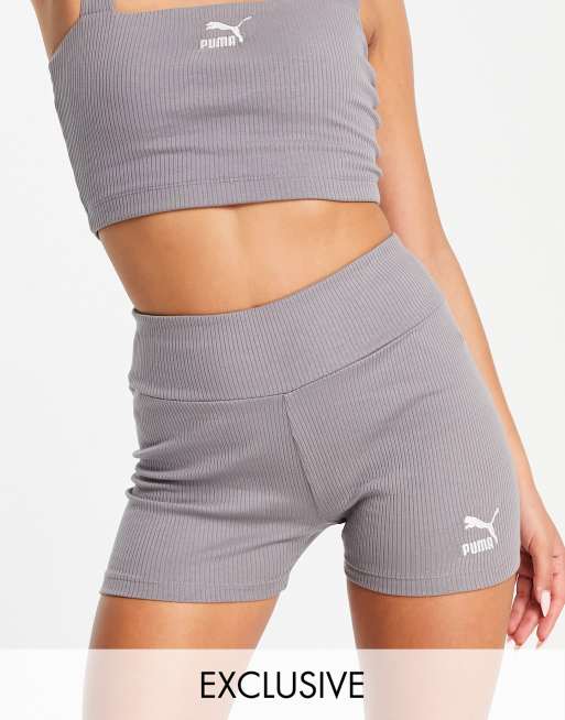 Puma - Geribbelde leggingshort in stormgrijs