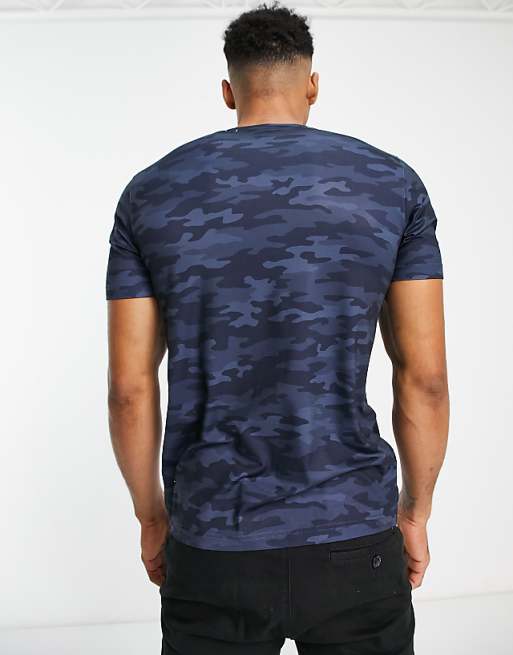 Navy T-Shirt with Camo Print Pocket Navy T-Shirt with Camo Print Pocket