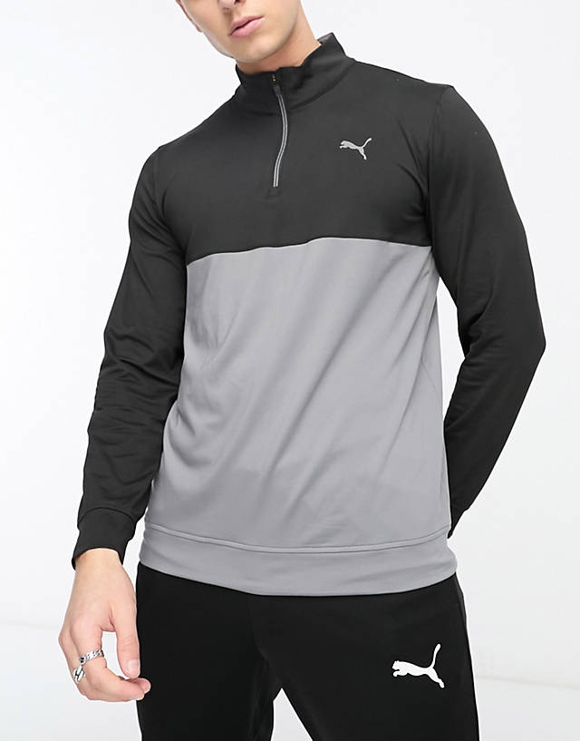 Puma Golf - gamer colorblock 1/4 zip sweat in black/grey