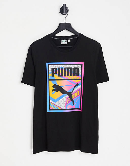 Puma Graphic Box Logo Play t-shirt in black | ASOS