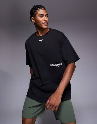 Puma Graphic oversized training t-shirt in black