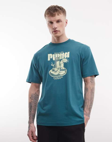 Puma Graphic relaxed breakfast tee crew neck in emerald ice - view 1