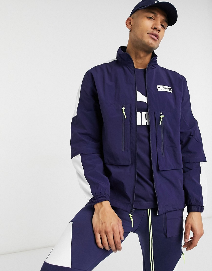 Puma graphic track jacket in navy