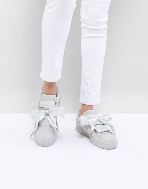 Puma Heart Baskets en daim avec ruban en satin ASOS