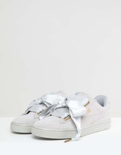 Puma Heart Baskets en daim avec ruban en satin ASOS