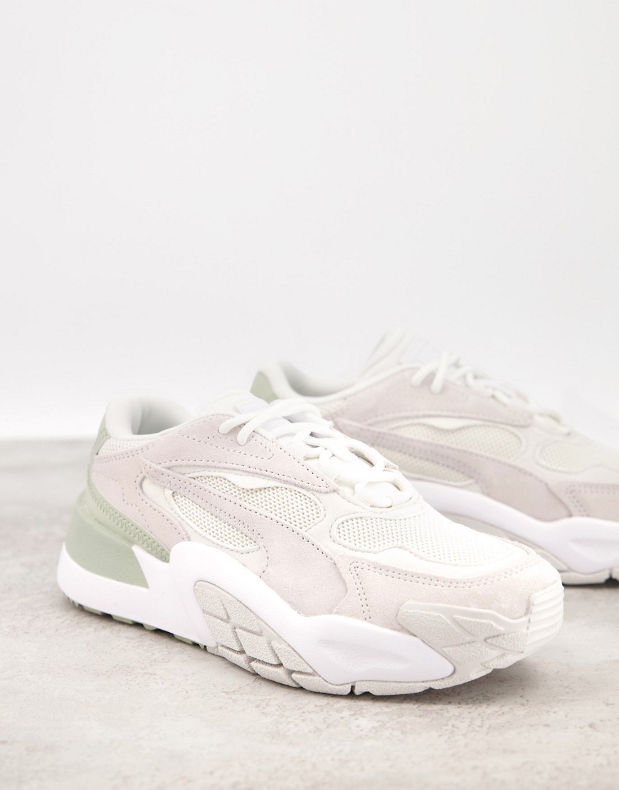puma -  – Hedra Minimal – Sneaker in Salbeigrün und Weiß