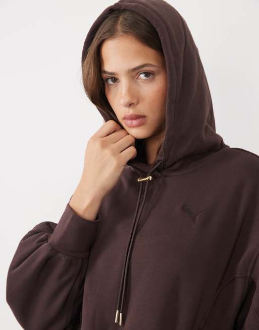 Puma Her relaxed fleece hoodie in brown, 2 of 4