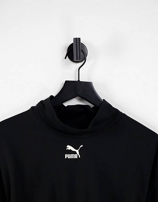 Hoodies & Sweatshirts Puma high neck crop roll up sweat in black 