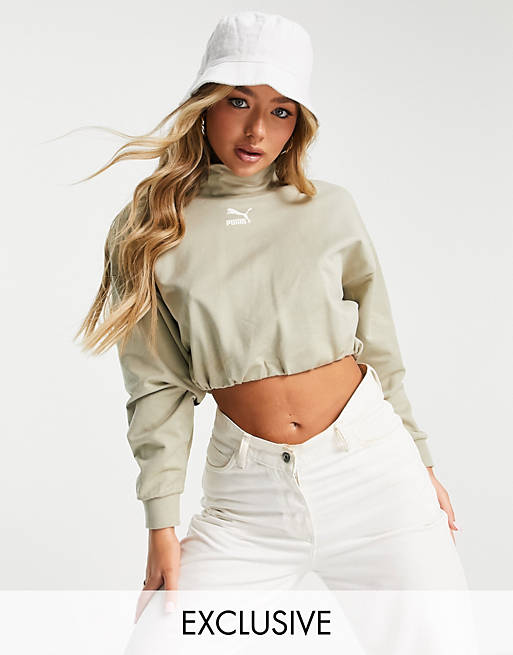Hoodies & Sweatshirts Puma high neck crop sweatshirt in beige - exclusive to  