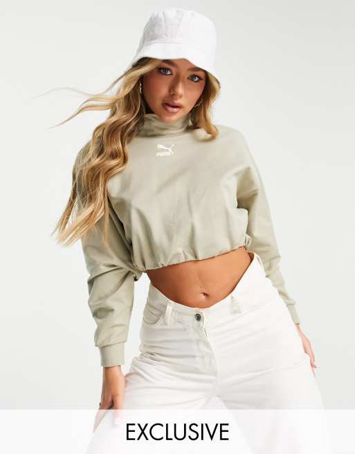 Sudadera Puma Cropped Tr Mujer Beige