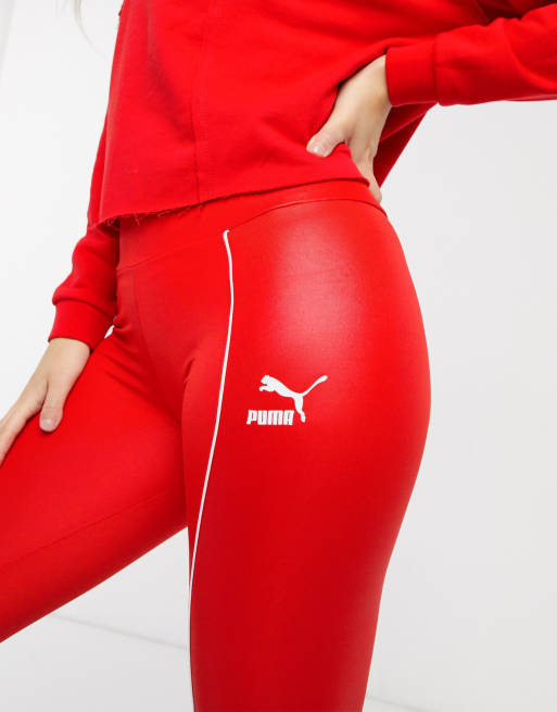 Puma High Shine Leggings in red exclusive at ASOS