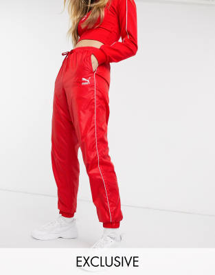 red high waisted joggers