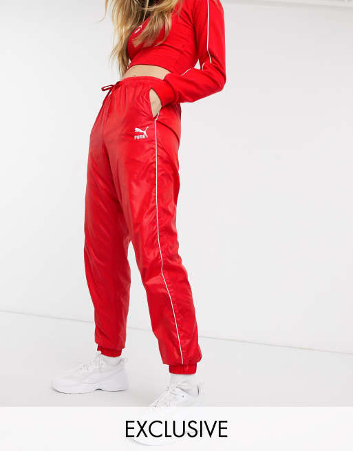 Puma High Waisted Joggers in red exclusive at ASOS