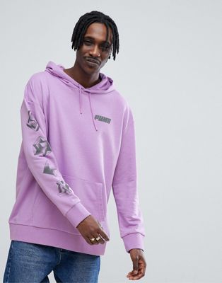 Puma hoodie with back print in purple 