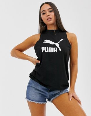 Puma - Hoogsluitende top met logo in zwart
