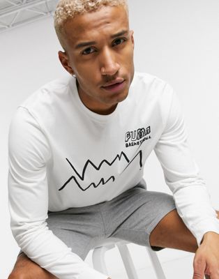 Puma Hoops bite logo long sleeve t-shirt in black | ASOS
