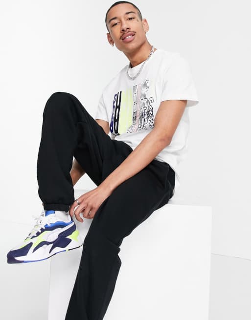 Puma Hoops logo print t-shirt in white | ASOS