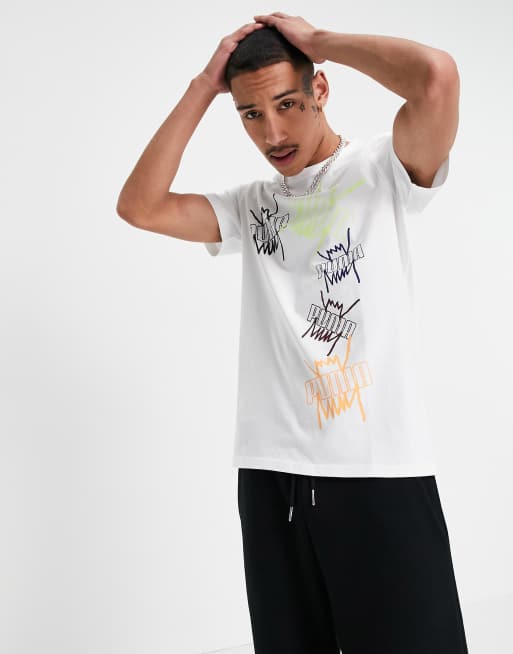 Puma Hoops logo t-shirt in white | ASOS