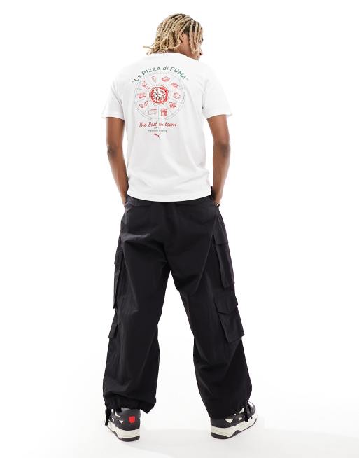 PUMA - Hvid T-shirt med grafisk pizzaprint på ryggen, 4 af 4