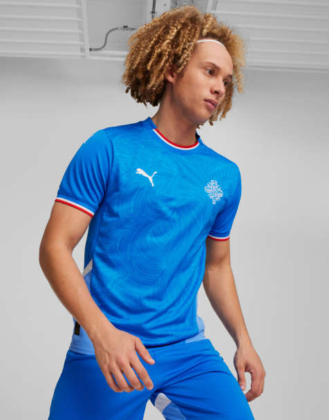 Puma Iceland 2024 home jersey in blue regular shortsleeve crew neck in racing blue-puma white - view 1
