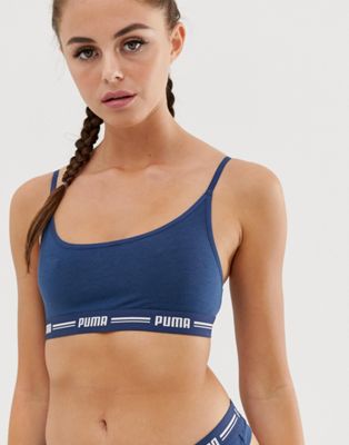 Puma iconic casual bralette in navy | ASOS