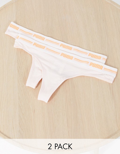Puma Iconic logo 2 pack thongs in light pink