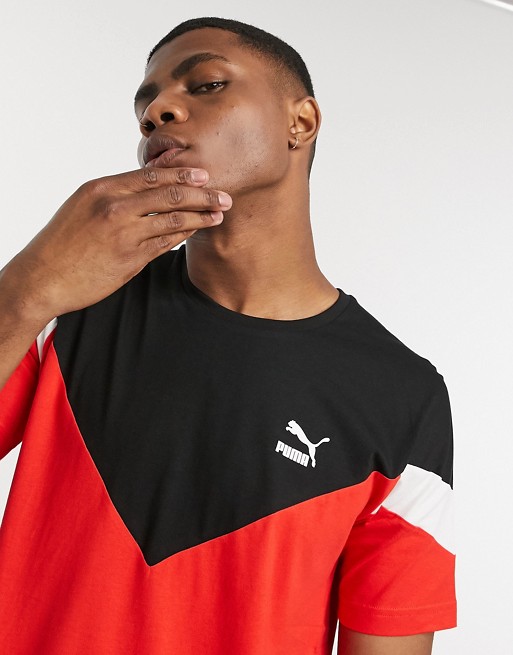 Puma Iconic MCS logo t-shirt in red and black