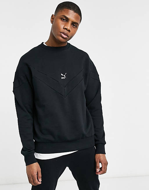 Puma Iconic MCS sweatshirt with chevron chest logo in black