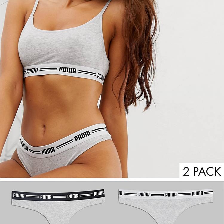 Puma iconic string 2 pack thong in grey | ASOS