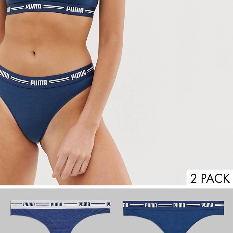 Puma iconic string 2 pack thong in navy | ASOS