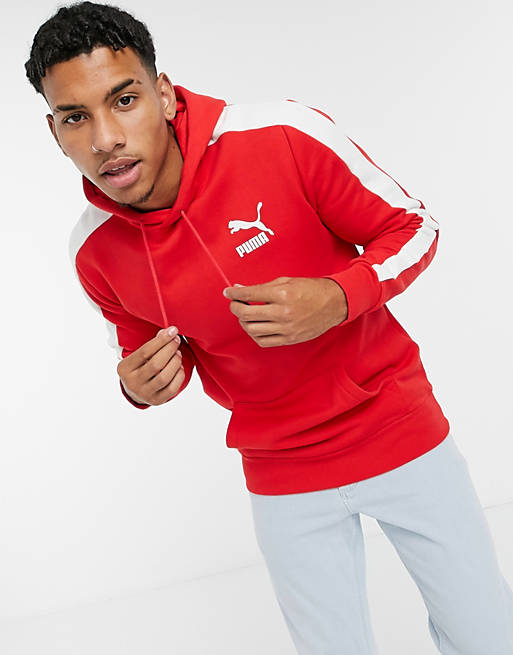 Puma Iconic T7 hoodie in red | ASOS