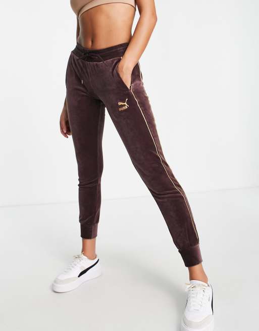 Puma Iconic T7 Jogger effet velours Bordeaux et dore