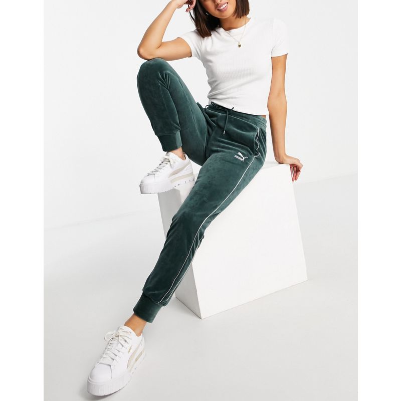 Donna Joggers PUMA - Iconic T7 - Joggers in velour, colore verde