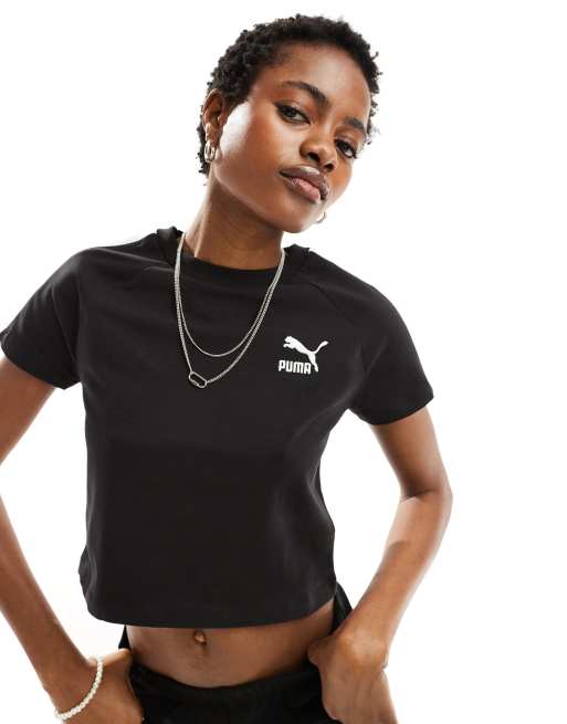 PUMA – Iconic T7 – Knapp geschnittenes T-Shirt in Schwarz