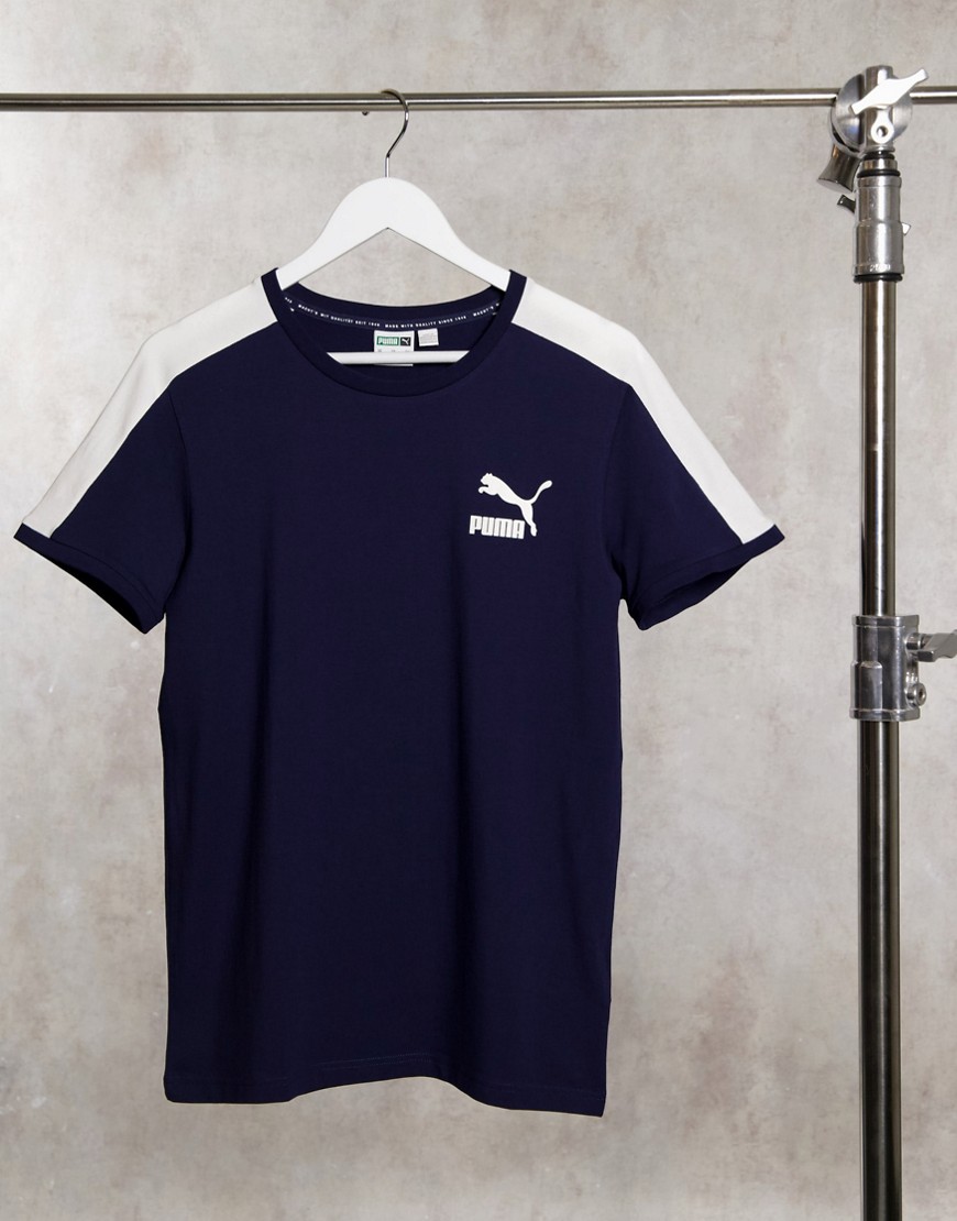Puma Iconic T7 Logo T-shirt In Navy | ModeSens