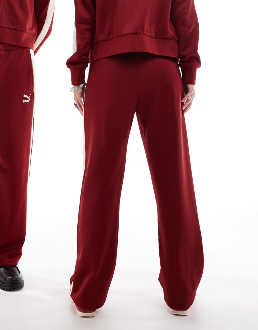 PUMA Iconic T7 straight leg track pants in burgundy ASOS