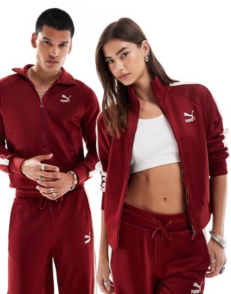 Puma Iconic T7 track jacket in burgundy - view 1