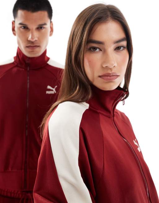 Puma Iconic T7 track jacket in burgundy ASOS