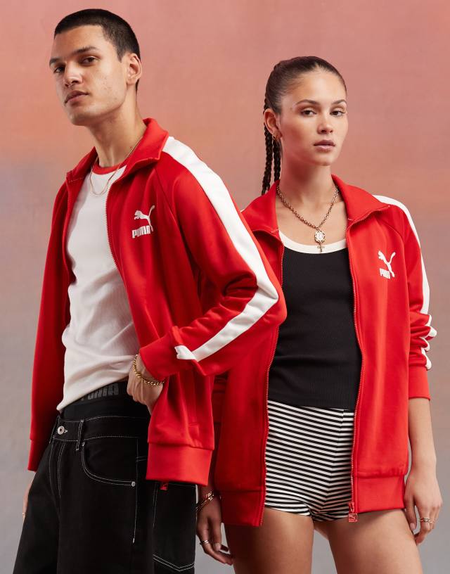 Puma - iconic t7 track jacket in red