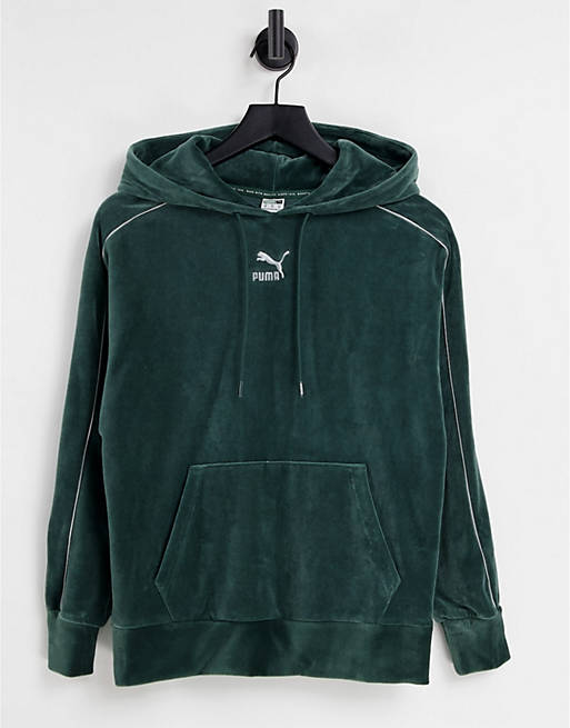 Hoodies & Sweatshirts Puma Iconic T7 velour hoodie in green 